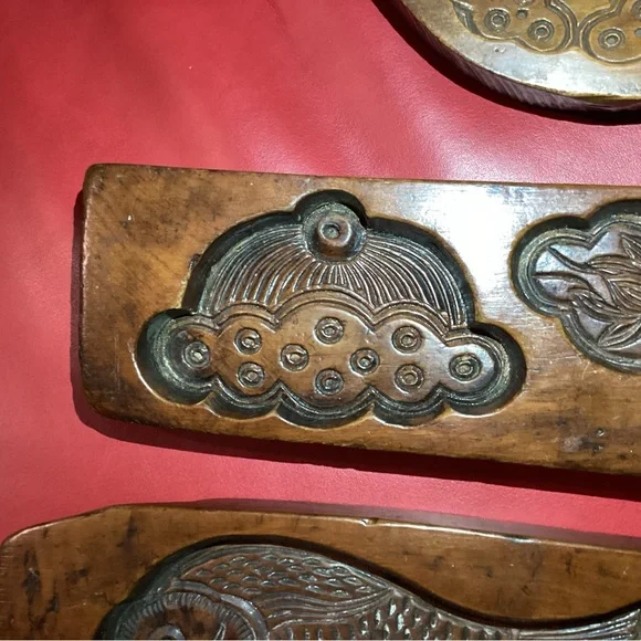 Vintage wood cookie, candy mold. 3 piece set